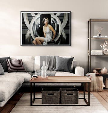 I_KONIQ - White and Black De Lempicka fashion style woman, Nieuw
