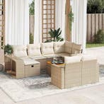 vidaXL 11-delige Tuinset met kussens poly rattan beige, Verzenden, Tuinset