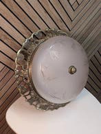 Plafondlamp - Messing, Glas - Sierlijk messing frame