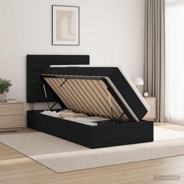 vidaXL LED opbergbed met matras Zwart 90 x 190 cm Stof, Verzenden