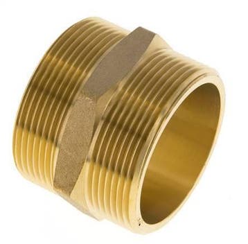 Dubbele Nippel G2 Messing Vlakke Afdichting 16bar 60mm Hex, Verzenden, Nieuw