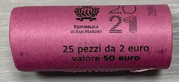San Marino. 2 Euro 2021 (25 monnaies) en rouleau (Zonder