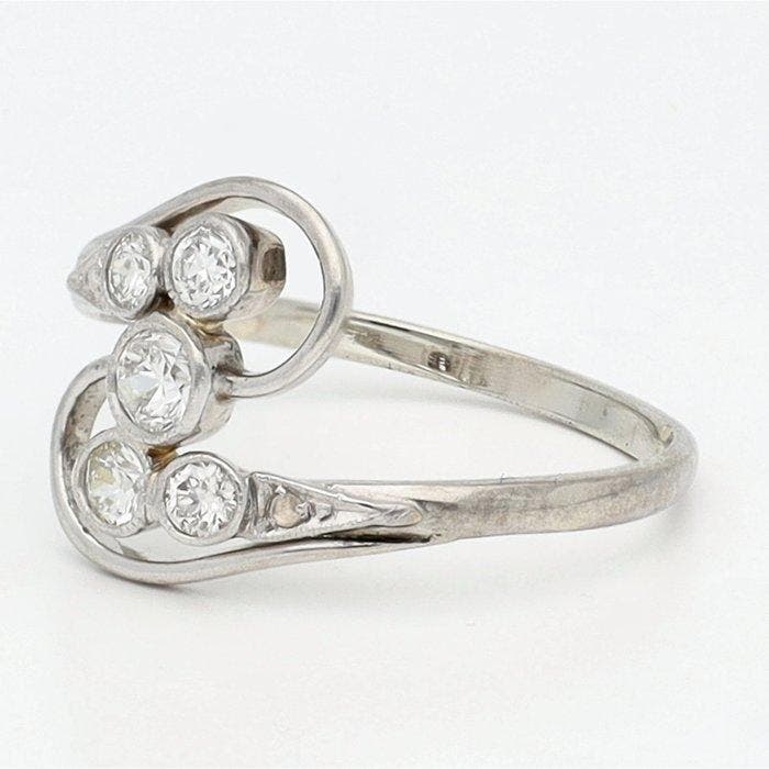 Zonder minimumprijs - Ring - 14 karaat Witgoud Diamant, Handtassen en Accessoires, Ringen