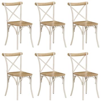 vidaXL Kruisstoelen 6 st massief mangohout wit, Verzenden, Nieuw