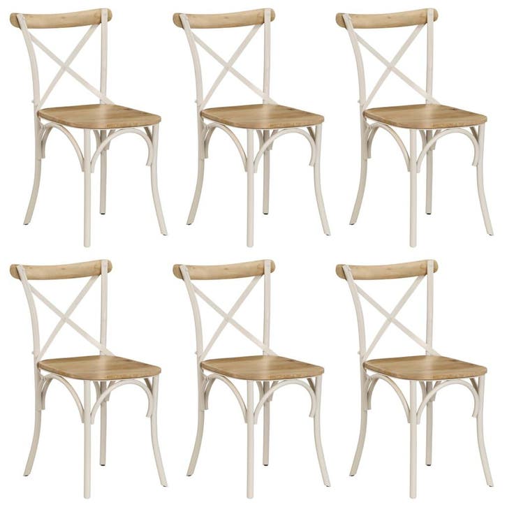 vidaXL Kruisstoelen 6 st massief mangohout wit, Huis en Inrichting, Stoelen, Nieuw, Verzenden