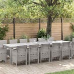 vidaXL Tuin Eettafel Set 15 pcs Lichtgrijs Polt riet, Verzenden, Nieuw