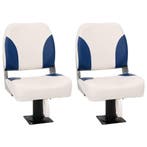 vidaXL Bootstoel 2 set inklapbaar 41x36x48 cm blauw en wit, Watersport en Boten, Verzenden, Nieuw