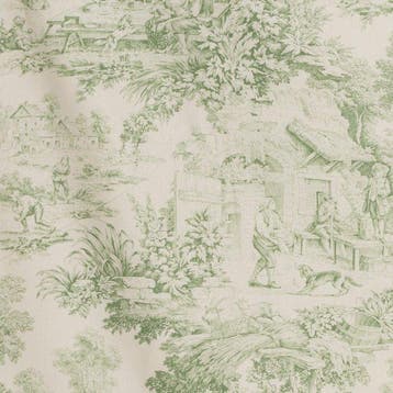 AA001 - Splendido Toile de Jouy Verde - Meubelstof - 300 cm