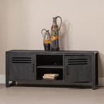 Tv-meubel Mangohout Tristan 150 Zwart, Huis en Inrichting, Kasten |Televisiemeubels, Verzenden, Nieuw, Overige houtsoorten, Industriële meubels