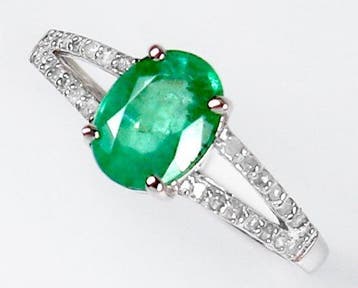 Sans prix de réserve - Bague - 14 carats Or blanc Émeraude -, Bijoux, Sacs & Beauté