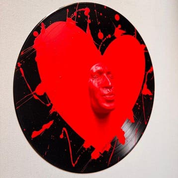 gregos - Red kiss heart on vinyl record