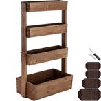 tectake Plantenbak Flora, gelakt hout, met plantenfolie - br, Verzenden, Nieuw