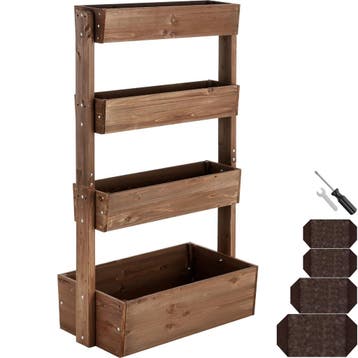 tectake Plantenbak Flora, gelakt hout, met plantenfolie - br, Verzenden, Nieuw