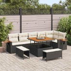 vidaXL Tuinbank Set met kussen 9 pcs Zwart en Crème, Tuin en Terras, Verzenden, Nieuw