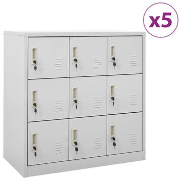 vidaXL Lockerkasten 5 st 90x45x92,5 cm staal lichtgrijs, Verzenden