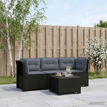 vidaXL 3-Zits Tu bank met Kussens Rattan Look PP Antraciet, Verzenden, Nieuw