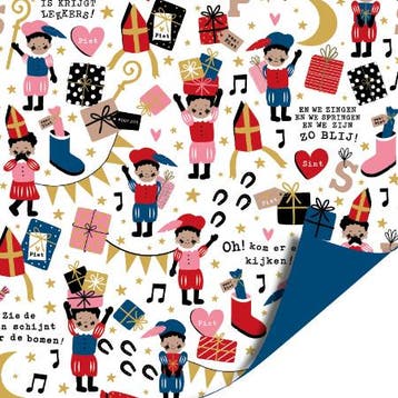 3m Cadeaupapier Pieten Party (Cadeaupapier 3M, Inpakpapier), Ophalen of Verzenden, Nieuw