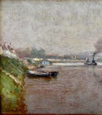 Paul Saïn (1853-1908) - Les bords de le Seine à Ablon,