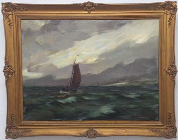 Jos Lussenburg (1889-1975) - Zeegezicht - Enkhuizen, Antiquités & Art