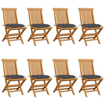 vidaXL Tuinstoelen 8 st met antracietkleurige kussens, Tuin en Terras, Tuinstoelen, Verzenden, Nieuw
