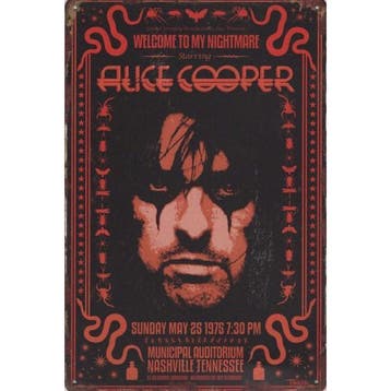 Wandbord -  Alice Cooper Welcome To My Nightmare Nashville 1, Nieuw