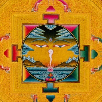 Wijsheidsoog Mandala Thangka - Katoen - Nepal - 21e eeuw