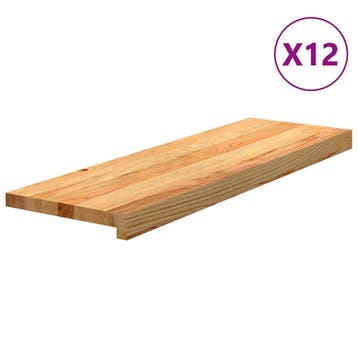 vidaXL Traptreden 12 st 80x30x2 cm massief eikenhout, Verzenden