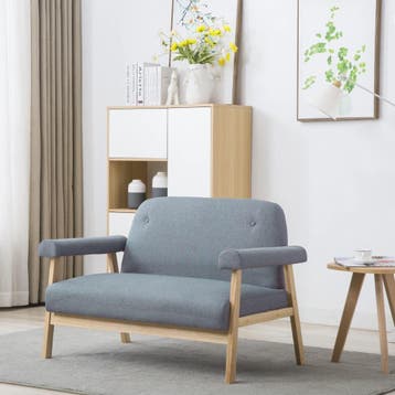 vidaXL Tweezitsbank / zetel stof lichtgrijs, Verzenden, Nieuw
