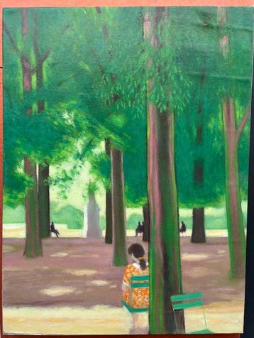 Yves Ganne (1931-2019) - Paysage - Lecture aux Tuileries