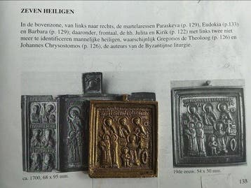 Reis-icoon - Zeven heiligen - Brons, Antiek en Kunst