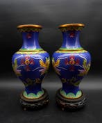 Vaas - Messing, cloisonné - China - Vazen in cloisonné