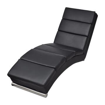 Chaise Longue Zwart | -47% Retour Deal | Pak je winst, Eenpersoons, Verzenden, Zo goed als nieuw, Minder dan 150 cm