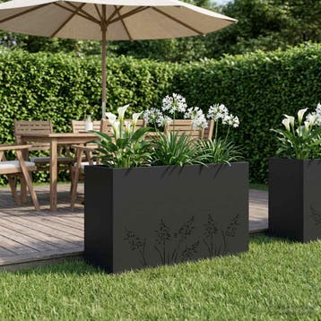 vidaXL Plantenbak Zwart 80 x 30 x 49 cm Koudgewalst staal, Verzenden