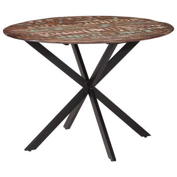 vidaXL Eettafel Ø110x78 cm massief gerecycled hout en staal, Verzenden, Nieuw
