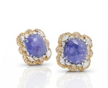 Cocktail oorbellen - 14 karaat Geel goud - 31.77ct. tw.