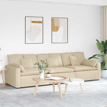 vidaXL Modulaire bank met kussens crèmekleurig, Verzenden