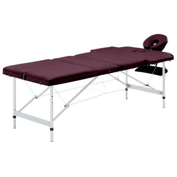 vidaXL Massagetafel inklapbaar 3 zones aluminum wijnpaars, Sport en Fitness, Verzenden, Nieuw