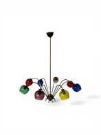 Plafondlamp - Messing - glas - 8 lampen - groot