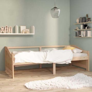 vidaXL Bedbank 3-zits massief grenenhout 90x200 cm, Verzenden