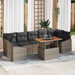 vidaXL Tuinbank Set 8 pcs Grijs Poly Rattan en Poedergecoat, Verzenden, Nieuw
