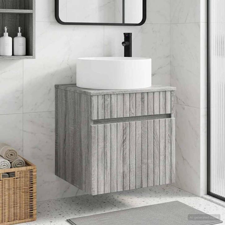 vidaXL Wandgemonteerde wastafelmeubel Grijs Sonoma 49 x 44,5, Maison & Meubles, Tables | Coiffeuses, Envoi