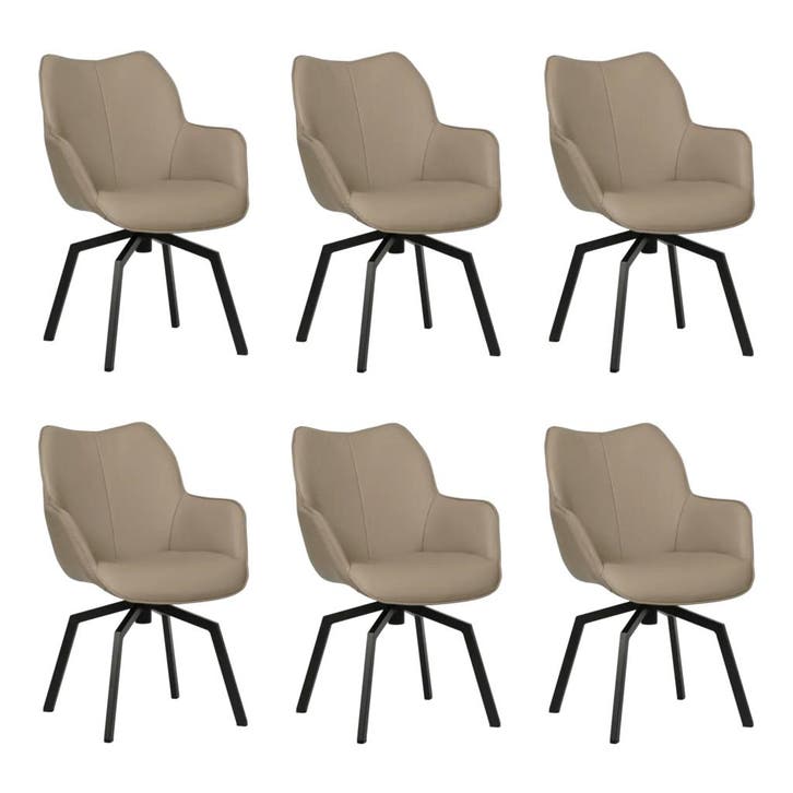 Set van 6 Leren draaibare eetkamerstoelen Magic - Toledo, Maison & Meubles, Tabourets de bar, Enlèvement ou Envoi