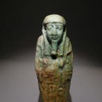 Oud-Egyptisch faience Shabti. 11 cm hoog. Laatste Periode,