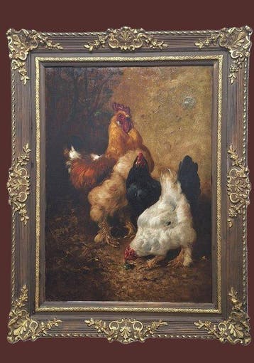 Henry Schouten (1857-1927) - Haan met kippen