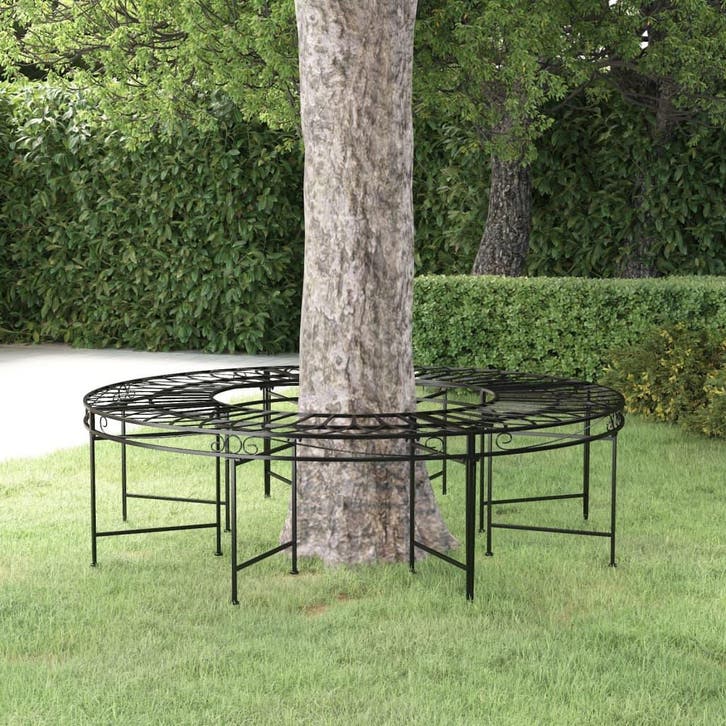 vidaXL Boombank rond Ø160 cm staal zwart, Jardin & Terrasse, Ensembles de jardin, Envoi