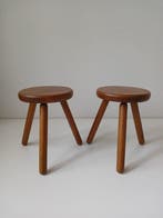 Kruk - Hout - Twee vintage krukjes