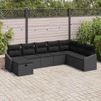 vidaXL Tuinbank Set met kussen met opslag 8 pcs poly rattan, Verzenden