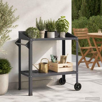 vidaXL Pottafel met wielen 96 x 50 x 89 cm Koudgewalst staal, Verzenden, Nieuw