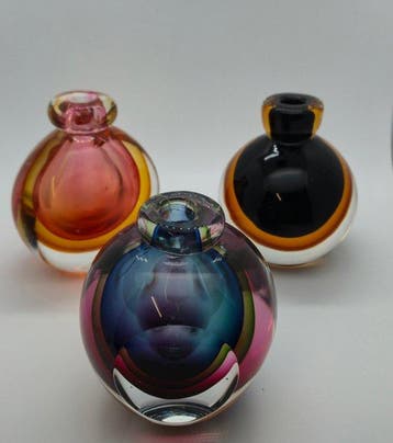 Murano - Vaas (3) - Zware multicolor vazen - Kristal - Set 3