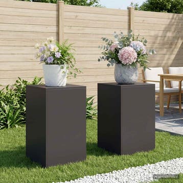 vidaXL Plantenstand 2 pcs Zwart 40 x 40 x 60 cm Staal, Jardin & Terrasse, Verzenden